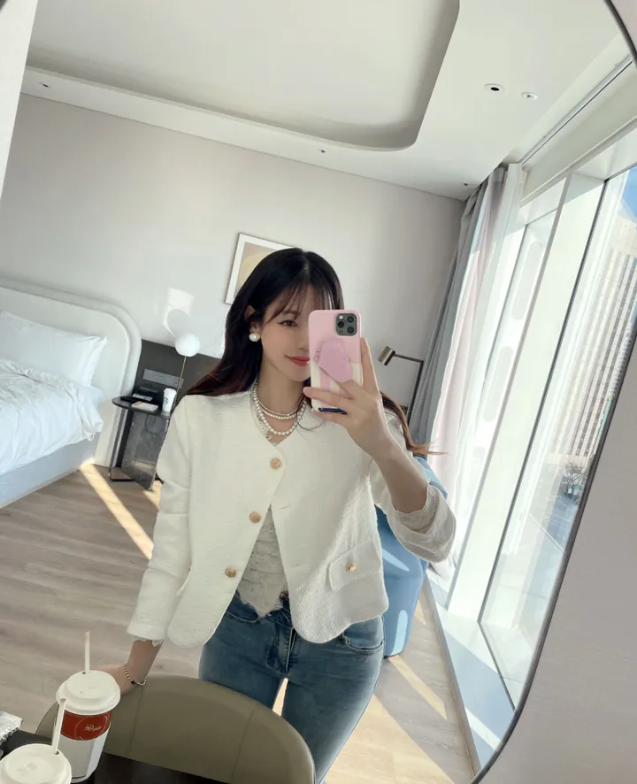 샤르망 노카라 트위드 골드 버튼 자켓 상세 이미지 12