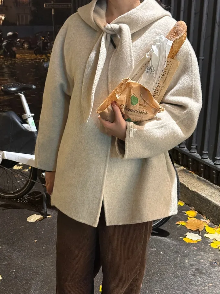 [핸메코/하프코트] 스카프 래빗 울 핸드메이드 하프 코트 (핸메코, 울핸메코, 울핸드메이드코트, 초봄까지, 봄코트, 러블리룩, 아방핏, 데일리룩, 데이트룩, 페미닌룩) 상세 이미지 13