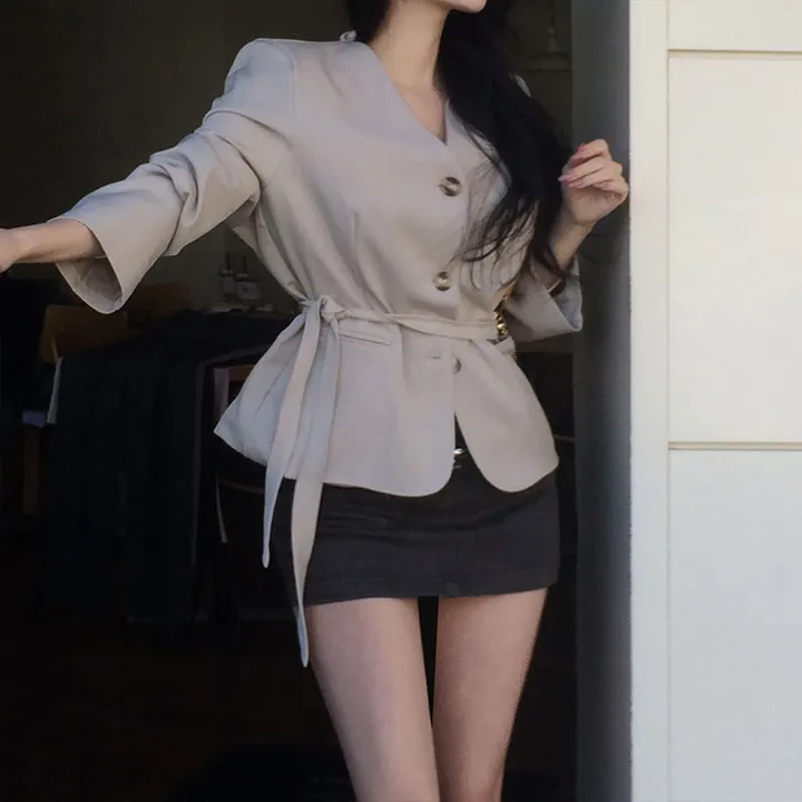 [봄신상🌸/브랜드퀄] 엔느 스트랩 루즈핏 자켓 봄자켓 스트랩자켓 하객룩 데일리룩 상세 이미지 5