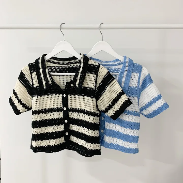 뜨개 카라 펀칭 단가라 크롭 가디건(2color) 상세 이미지 16