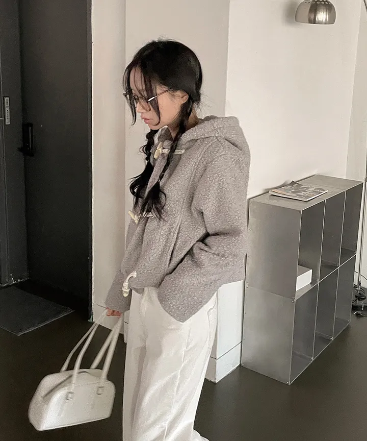 [최저가💗떡볶이코트] 멤버 양털 덤블 부클 떡볶이 후드 숏 코트 겨울 가을 / 연말룩 겨울아우터 겨울코트 양털자켓 경량패딩 겨울패딩 패딩조끼 뮤잉 상세 이미지 8