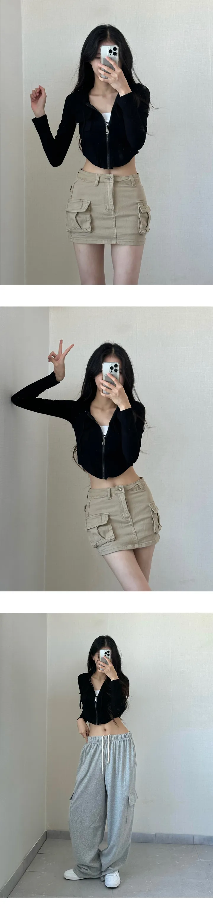 당일🚀 [ 2개 묶음할인,모델소장]  y2k 힙카고 투포켓 슬림 U라인 후드 집업 상세 이미지 26