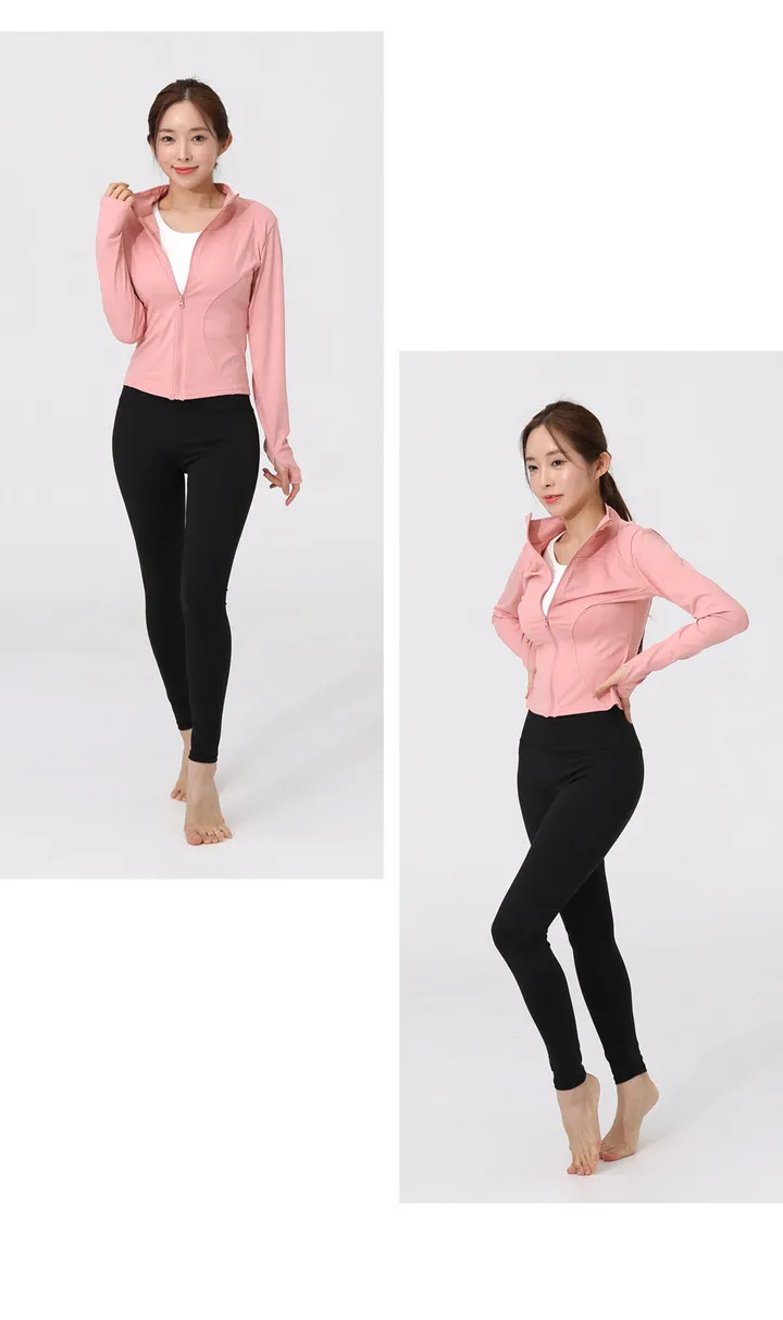 슬림라인 여성용 요가 집업 자켓 요가복상의 필라테스 운동복 슬림핏 체형커버 커버업 상세 이미지 21