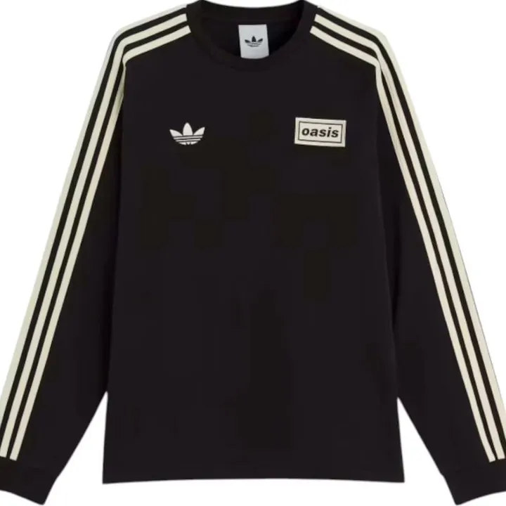 아디다스x오아시스 투어 스트라이프 삼선 긴팔티 - 4910 | 패션이 쉬워