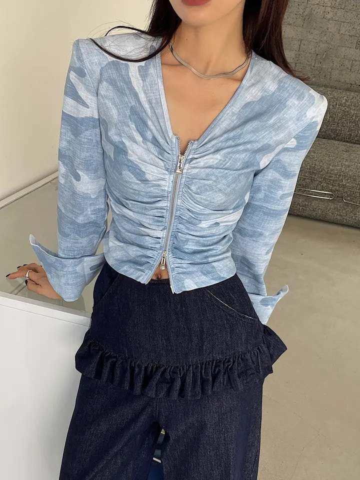 카모 셔링 크롭 집업(25050) 상세 이미지 8