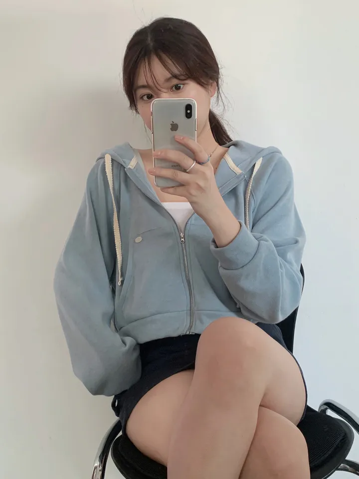 멜라운지 아크 후드 점퍼 mellounge 3col 레이스끈 패치 포인트 숏 러블리 파스텔 크롭 자켓 봄 상세 이미지 29