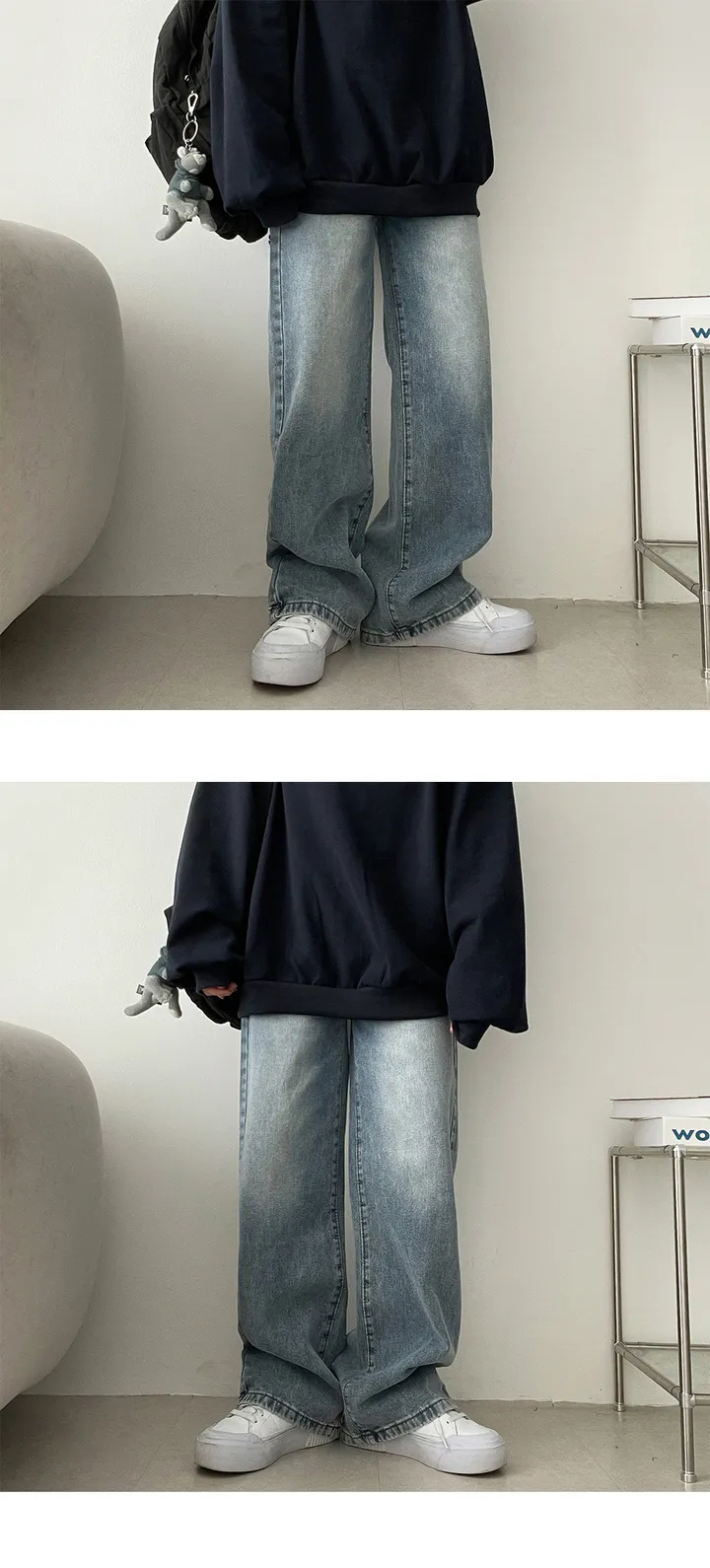 누적5천장🖤후기보장👍🏻하체커버 로네워싱사이드허리밴딩데님와이드팬츠 (3color) 상세 이미지 5