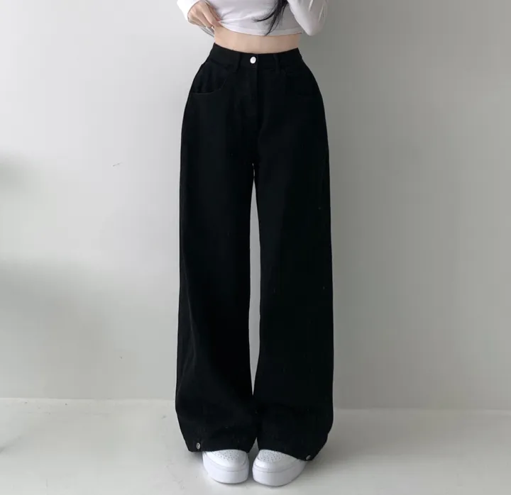 [스냅핀턱🖤/기장선택/핏보장/컬러 추가!] 스노우 4계절 폴딩 사이드 핀턱 하이웨스트 롱와이드 팬츠 히든밴딩 밑단 스냅 비조 버튼 코튼 면바지 와이드 조거 바지 키작녀 키큰녀 상세 이미지 17
