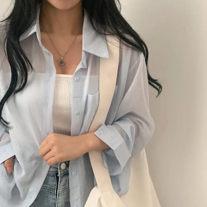 [베스트재진행] 남심저격, 시스루 루즈핏 셔츠;4col 상세 이미지 7
