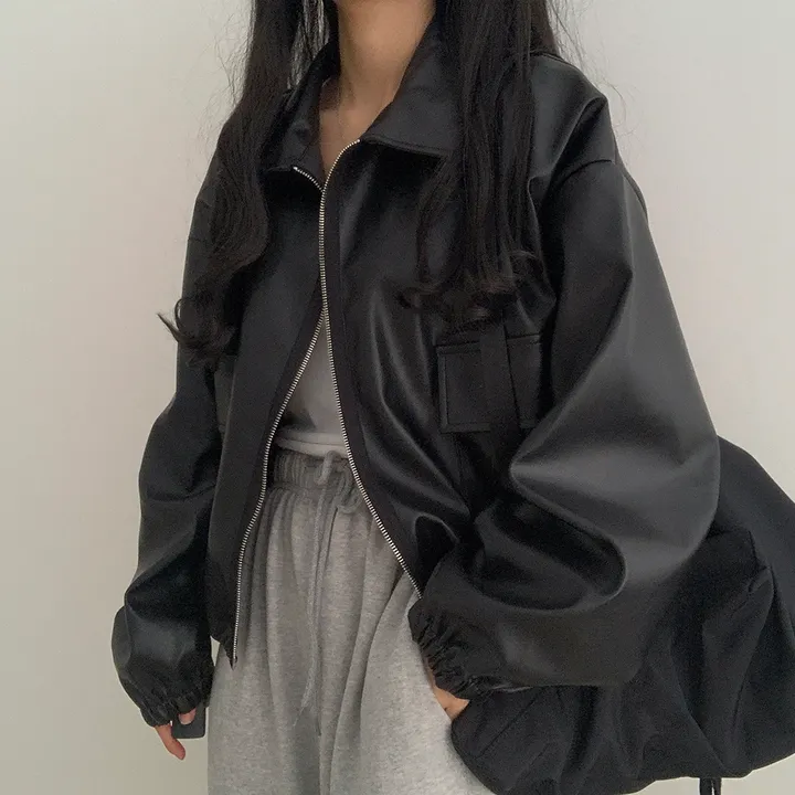 [ 봄신상 ]루즈핏 투웨이 레자 숏점퍼 상세 이미지 28