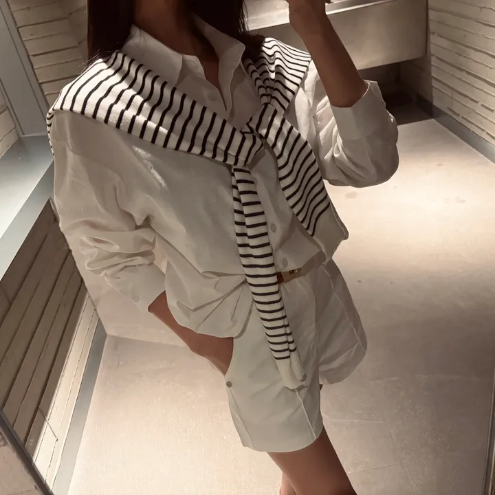 초이 린넨 루즈핏 셔츠 숄 가디건 팬츠 set (수입)-셔츠,숄,팬츠,벨트포함세트 상세 이미지 15