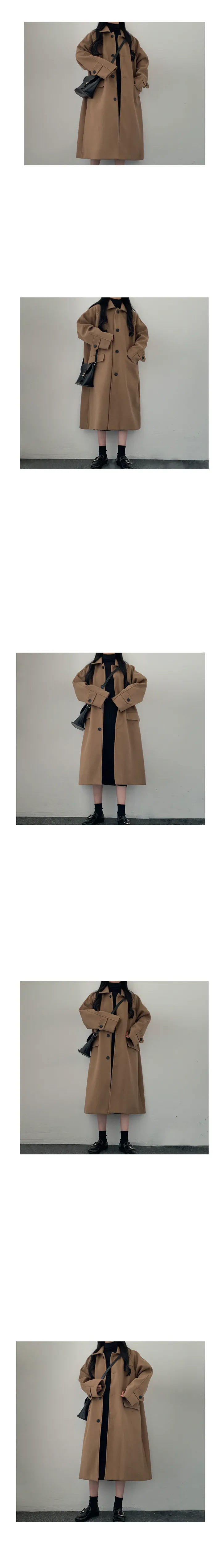 [남녀공용] 고퀄 소프트터치 울 롱 코트 3color 상세 이미지 3