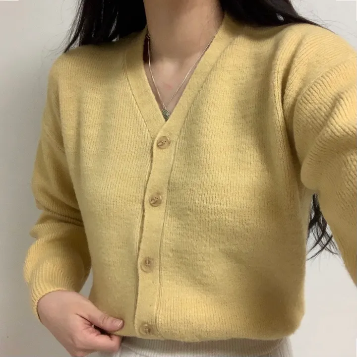 [7컬러/도톰해요!] 촘촘한 짜임의 데일리 브이넥 니트 가디건 상세 이미지 22