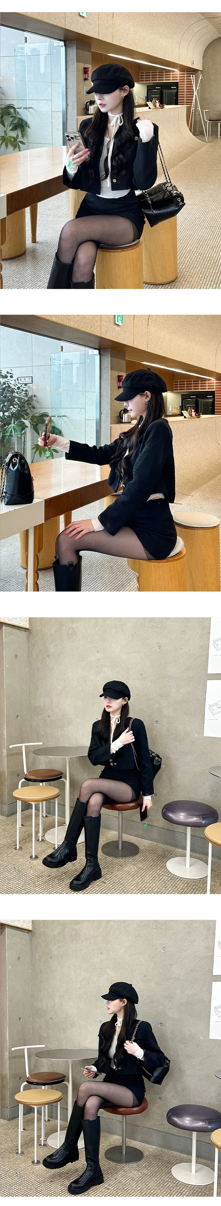 [🤍코디추천🤍] 노카 노카라 라운드넥 스탠다드핏 크롭 트위드 자켓 -3color / 크롭자켓 트위드자켓 숏자켓 아우터  노카라자켓 하객자켓 하객룩 데이트룩 결혼식룩 꾸꾸꾸 상세 이미지 5