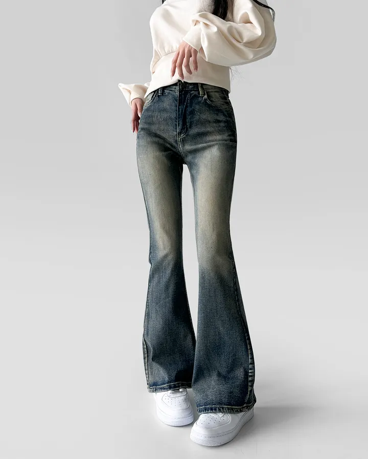 [~3XL/3기장] 뽀얀핏 스머징 텍스쳐 빈티지 워싱 쫀득 스판 부츠컷 데님 팬츠 바지 청바지 상세 이미지 37