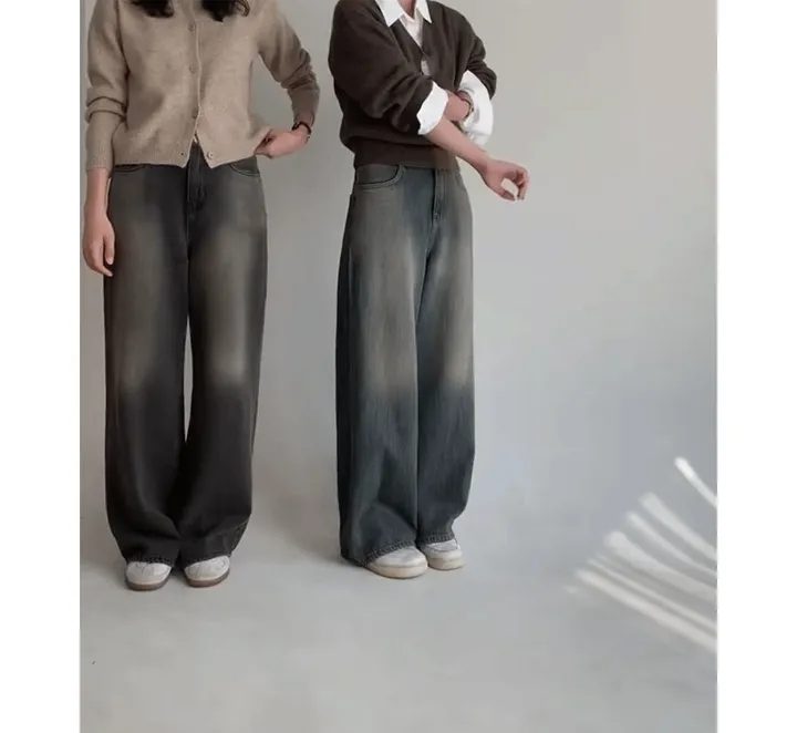[🤎후들핏/빈티지데님] 모어와이드 에어소프트 데님팬츠 (+베이직/롱ver) - 4 size (SLOWMADE/자체제작/키작녀/키큰녀/고퀄리티/디테일/와이드팬츠/기본템/웰메이드) 상세 이미지 4
