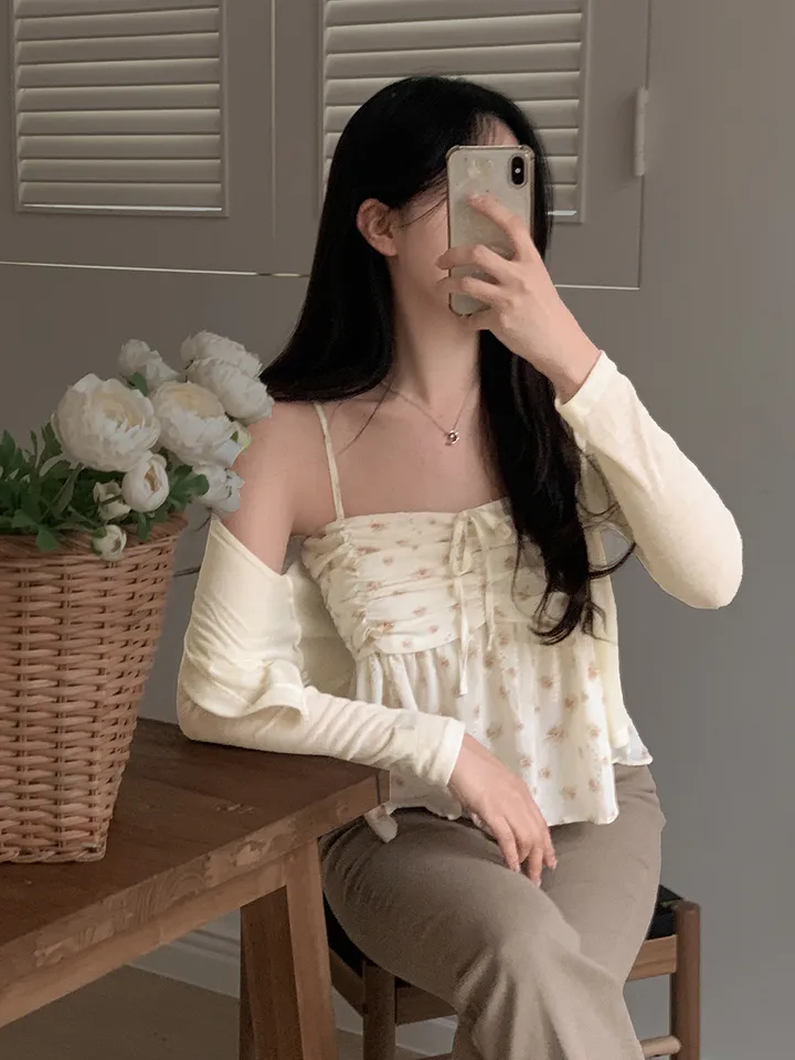 [나시+가디건세트] best 💘 히핑 cardigan + 플라워프릴나시 blouse set 상세 이미지 10