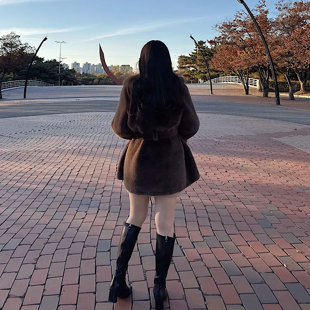 [BEST/최저가] *진짜예뻐요* 밍크 카라 퍼 하프코트 벨트 세트 4color/ 고퀄 실물보장 완전강추 클로징가능 상세 이미지 5