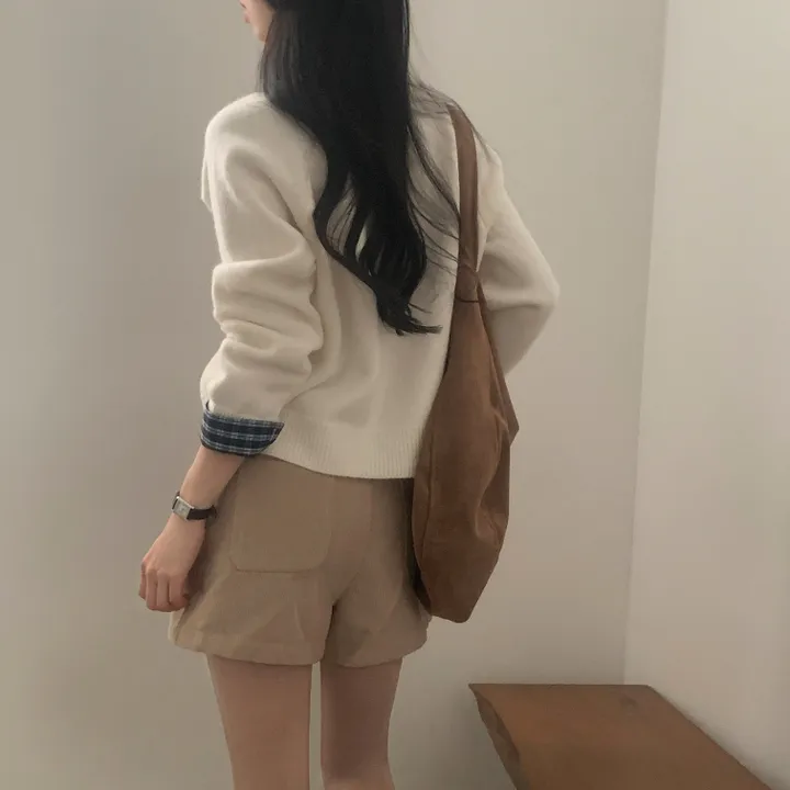 [저렴이X,원단달라요!/긱시크🤍] 버른 체크 레이어드 셔츠 배색 니트 가디건 - 5color 상세 이미지 20