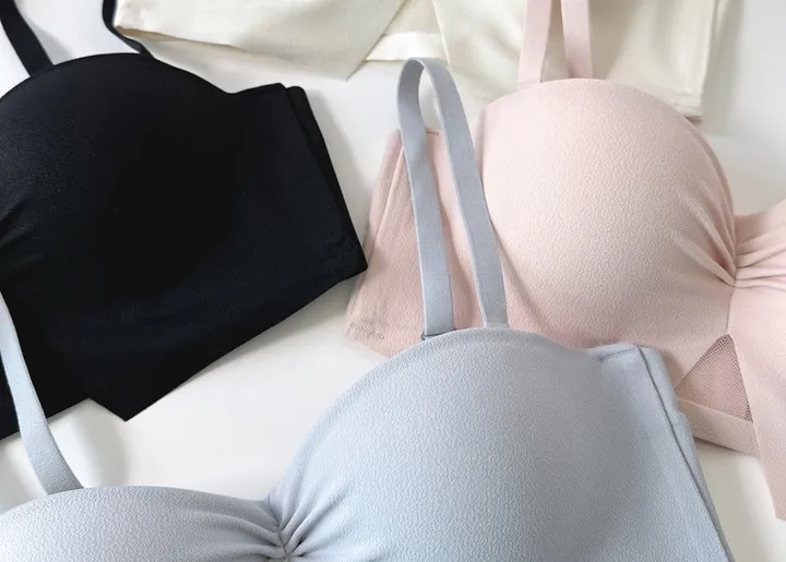볼륨업 하프컵 반컵브라 심리스 뽕브라 노와이어 편한 오프숄더 튜브탑 A컵 AA컵 여름 끈없는 브라탑 팬티 속옷 세트 상세 이미지 25