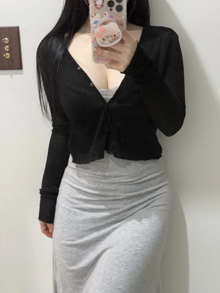 *여리물먹핏* 베리 소매프릴 시스루 골지 가디건 6color/ 크롭가디건 여리가디건 봄가디건 여름가디건 살안타템 골지가디건 시스루가디건 기본가디건 롱슬리브 상세 이미지 6
