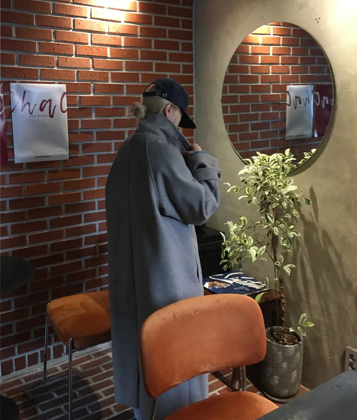 플랜 루즈핏 하이넥 롱 코트 상세 이미지 19