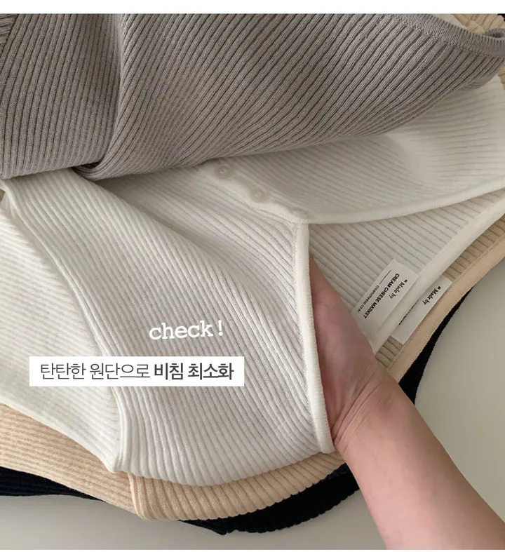 [4계절필수 디자인/연그레이 당일출고✨] 자체제작 #크치Made 젤리 버튼 트임 브이넥 골지 겨울 니트 긴팔티셔츠 - nt 상세 이미지 5