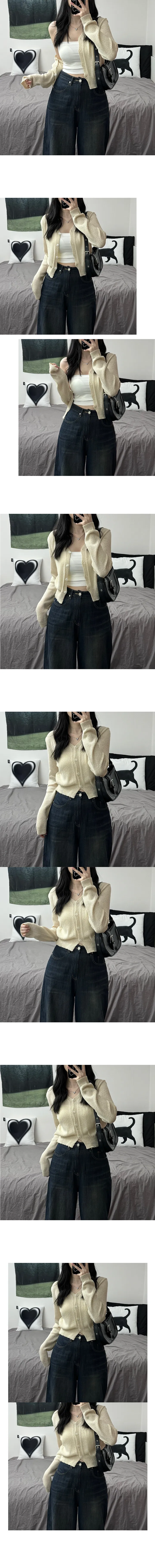 [살탐방지/가을가디건] Bibi crop long-sleeved knit cardigan 비비 크롭 긴팔 니트 가디건 상세 이미지 7