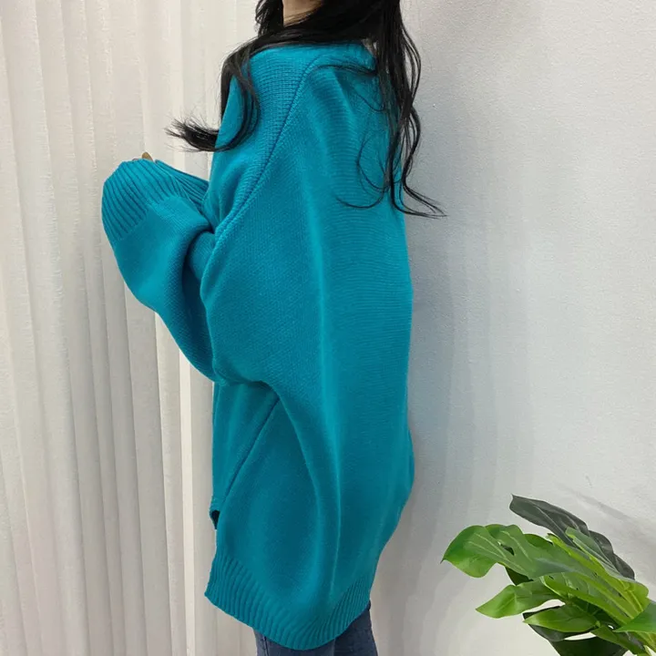 🚀당일발송-레드/블랙🚀[고퀄/데일리룩] 봄🌸 가을 디얼 터크 언발 오버핏 니트 가디건 상세 이미지 33
