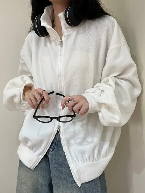 후리스 투웨이 플리스 집업 셔링 트레이닝 빅사이즈 오버핏 쇼매셔링 폴리스 캐주얼 상세 이미지 9