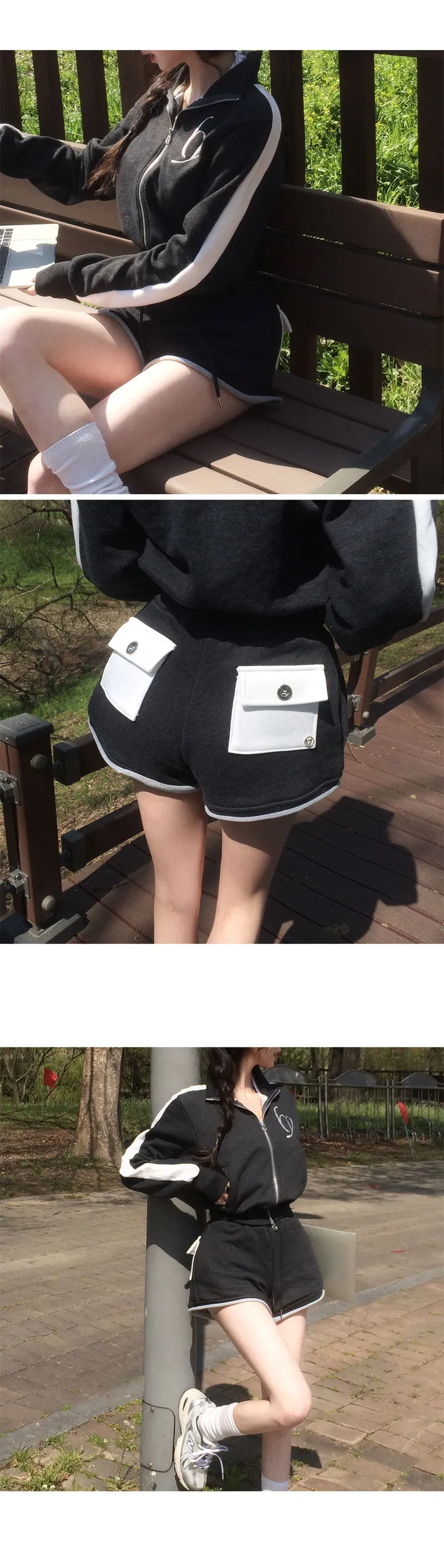 *부함x직각어깨핏[여름밤에도🖤] made 멜팅 배색 세미크롭 집업 상세 이미지 26