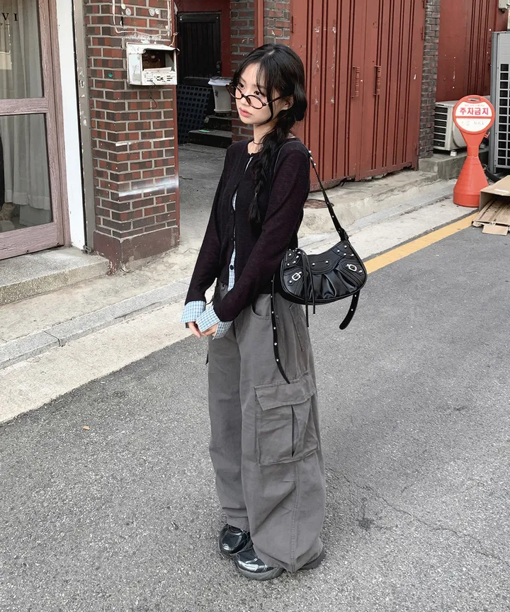 [봄가디건🌷] 띠네 슬럽 배색 체크 커프스 라운드 시스루 니트 가디건 봄 여름 가을 / 봄가디건 여름가디건 레이어드 봄아우터 체크셔츠 뮤잉 상세 이미지 13