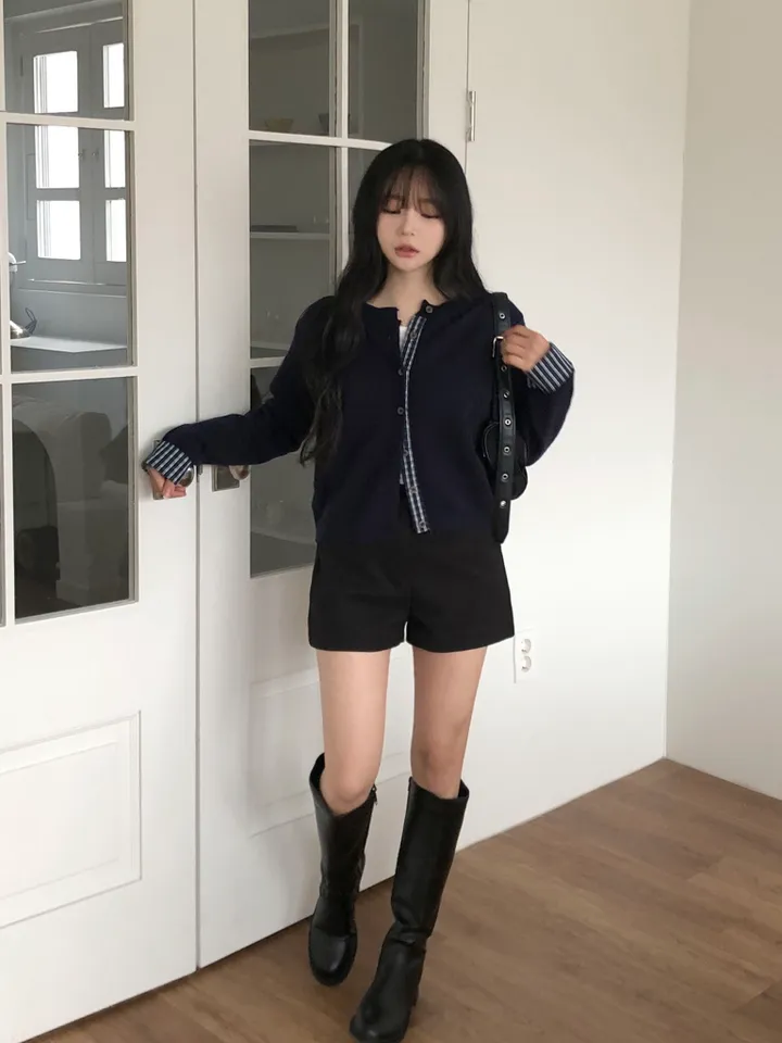 [일체형!]긱시크 체크 배색 레이어드 니트 가디건 2color 상세 이미지 13