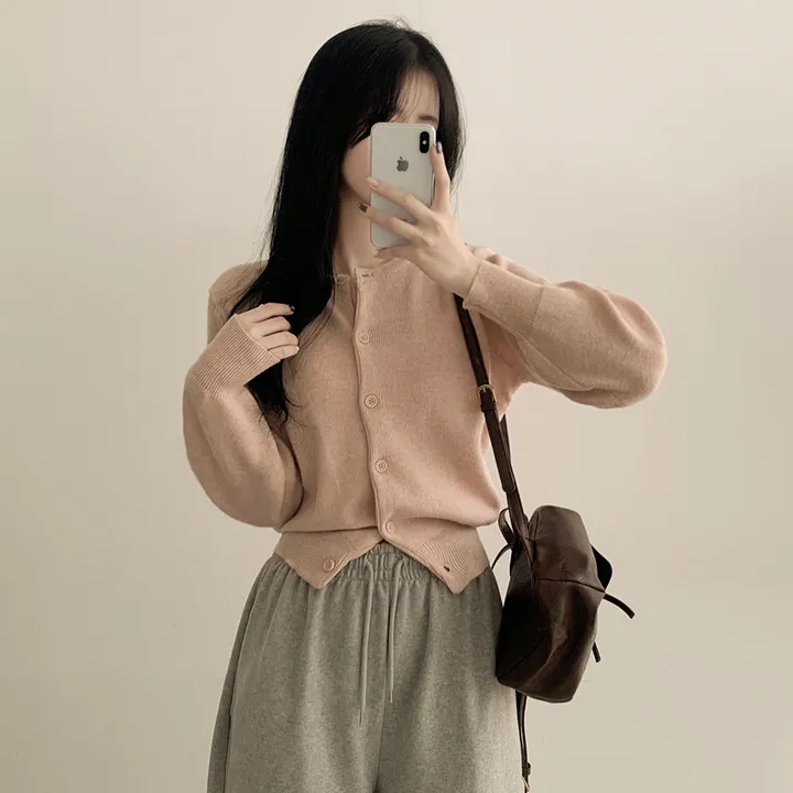 [팔뚝살커버!/포근~] 기본가디건 라운드 세미크롭 아방핏 니트가디건 상세 이미지 19