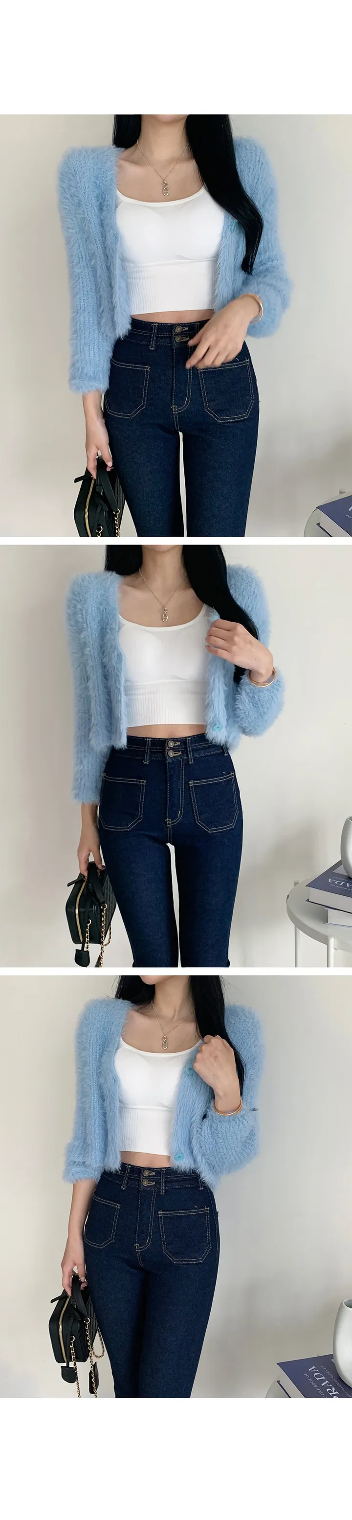 (촉감 굿~! 올해도 대박) 앙리 크롭 퍼가디건 상세 이미지 3