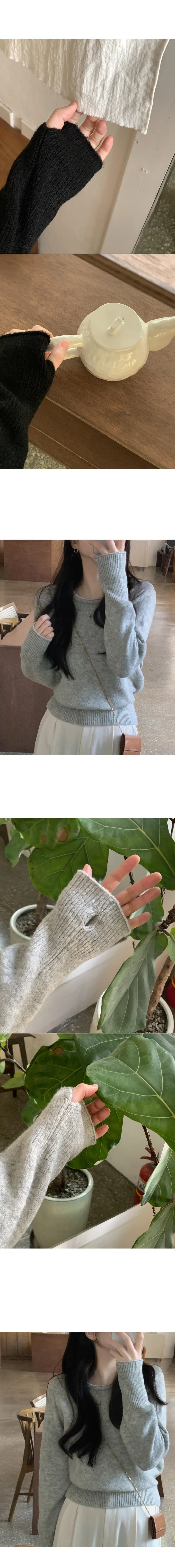 1000장돌파🎉 [부드러워요🤍/워머디테일!] 핀르 소프트 루즈핏 라운드 워머 크롭 긴팔 봄 니트 (3color) 봄니트/크롭니트/봄신상/봄옷/봄코디/데이트룩/여행룩 상세 이미지 4