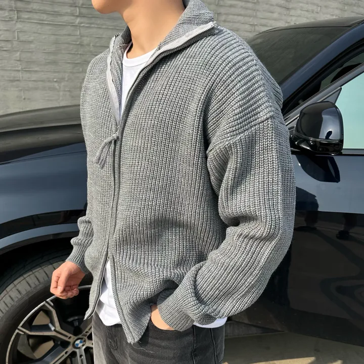 크롭&오버/ 커플 니트 집업 하찌 크롭 니트 오버핏 남녀공용 겨울 가을 봄 커플룩 시밀러룩 꾸안꾸 세트 투피스 남자 코디 데이트 빅사이즈 청치마 청바지 데님 미니 스커트 와이드팬츠 상세 이미지 26