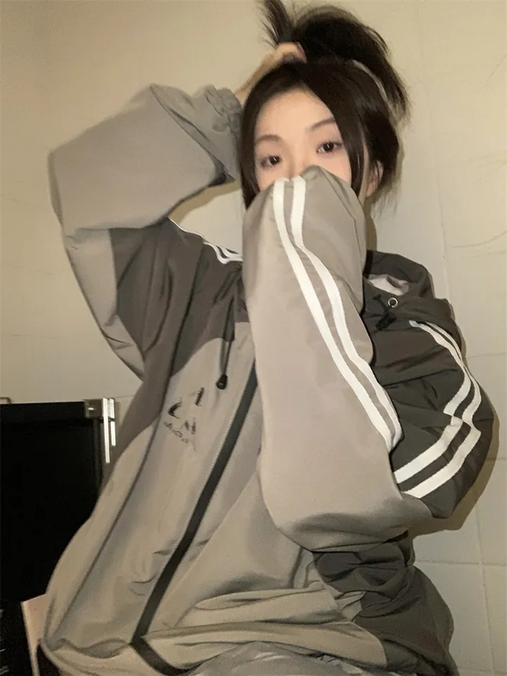 [봄신상💗/고프코어]햄프턴 배색 트랙라인 바스락 후드 윈드브레이커 바람막이 집업 상세 이미지 13
