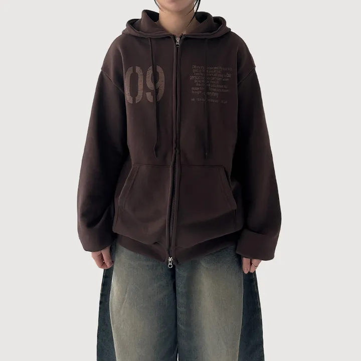 [UNISEX] 나인 레터링 투웨이 후드 집업 (3color) 상세 이미지 8