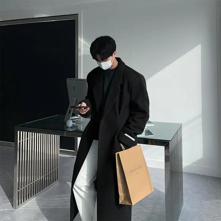유얼 콘트 울 오버핏 롱코트 (4color) 상세 이미지 1