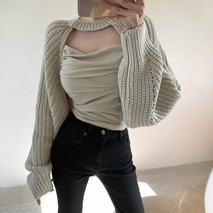 볼류머 크롭 볼레로 가디건 상세 이미지 9
