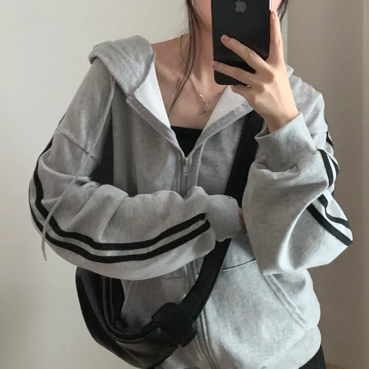 [루즈핏/꾸안꾸🖤] 키트 투라인 후드 집업 점퍼 상세 이미지 36
