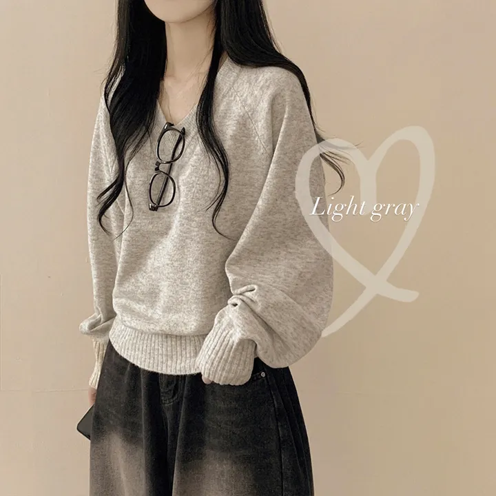 [얇은봄VER/리얼인생핏!] 여리여리~ 베이직 브이넥 나그랑 루즈핏 긴팔 봄니트 상세 이미지 6