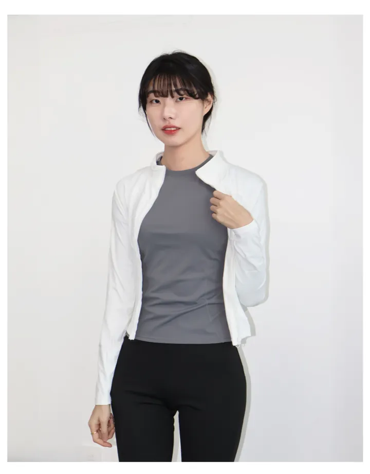 *묶음할인/날씬핏* 에리시 핑거홀 슬림핏 긴팔집업 트레이닝 반넥 하프넥 필라테스 운동 헬스 요가 상의 상세 이미지 12