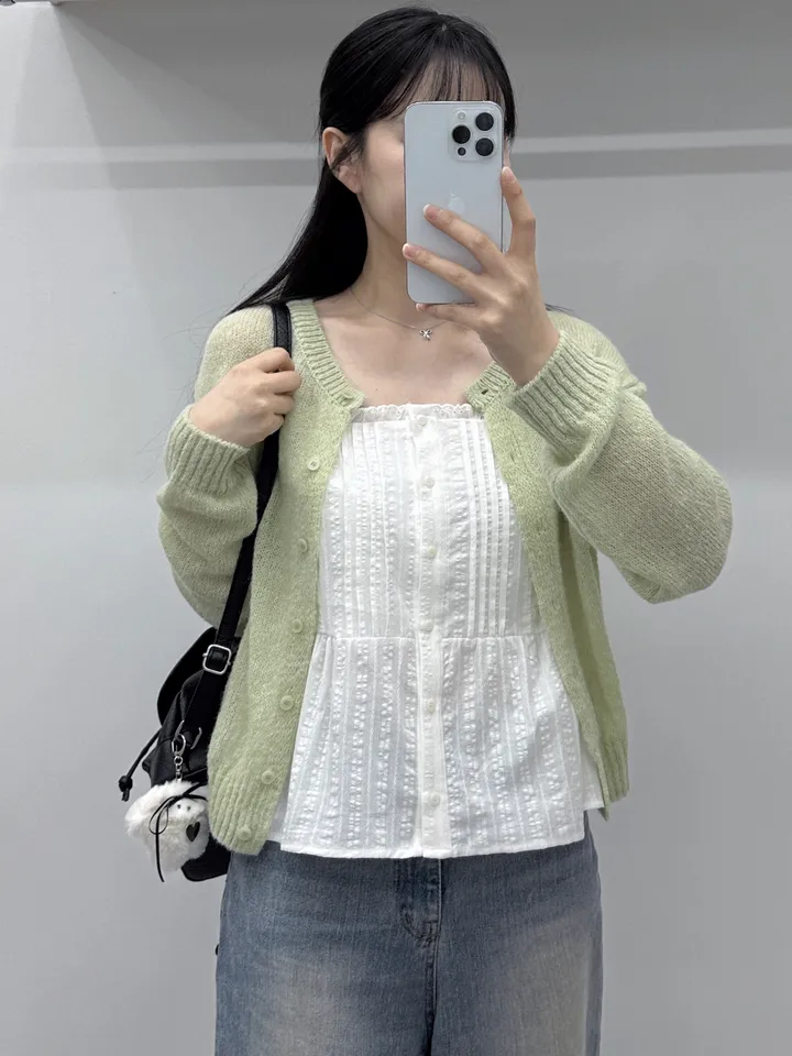 [여리핏/주문폭주] 뽀용 파스텔 라운드 알파카 니트 가디건/ 알파카가디건 여리가디건 봄가디건 간절기가디건 핑크가디건 청순여리 봄옷 레이어드 루즈핏가디건 얇은가디건 핑크가디건 상세 이미지 3