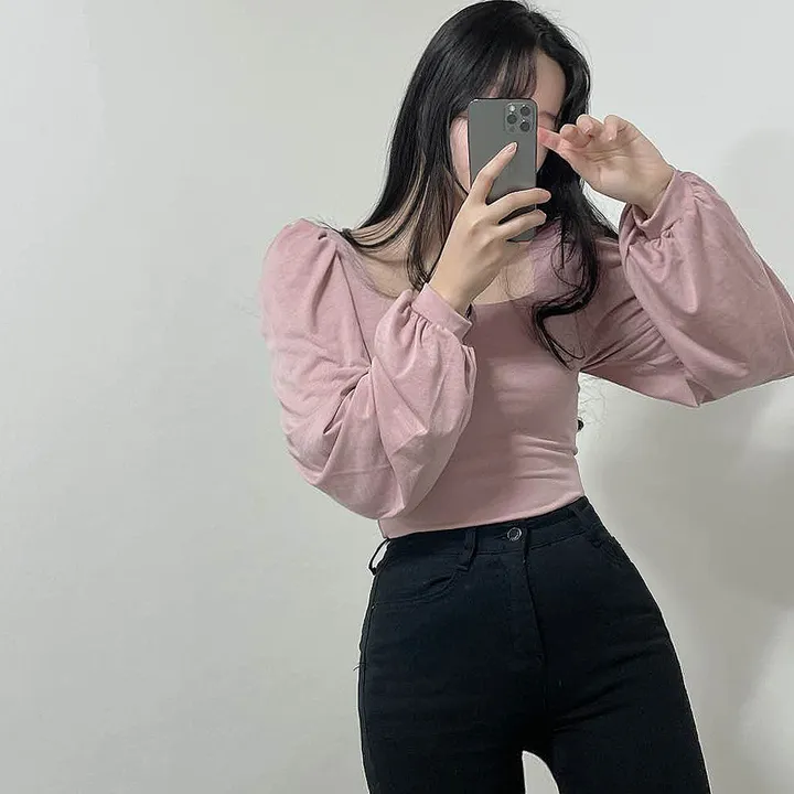 [속옷비침X!묶음할인]여리글램 퍼프 모어 스퀘어 반크롭 긴팔T 4col 상세 이미지 26