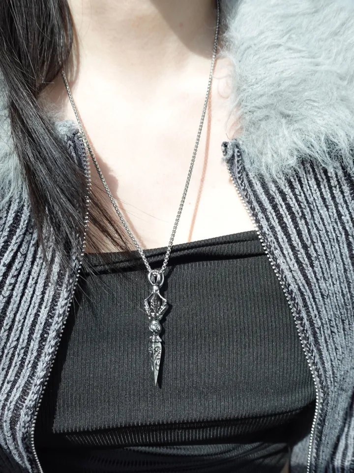 [s.steel] sculpture necklace | 조각 빈티지 목걸이 써지컬 상세 이미지 14