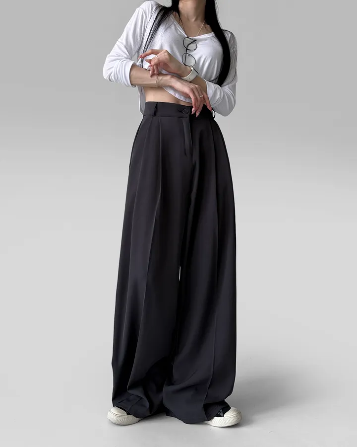 [4계절템/숏,롱/~2XL] 올리브유 메가 통 와이드 더블 핀턱 사계절 슬랙스 상세 이미지 74