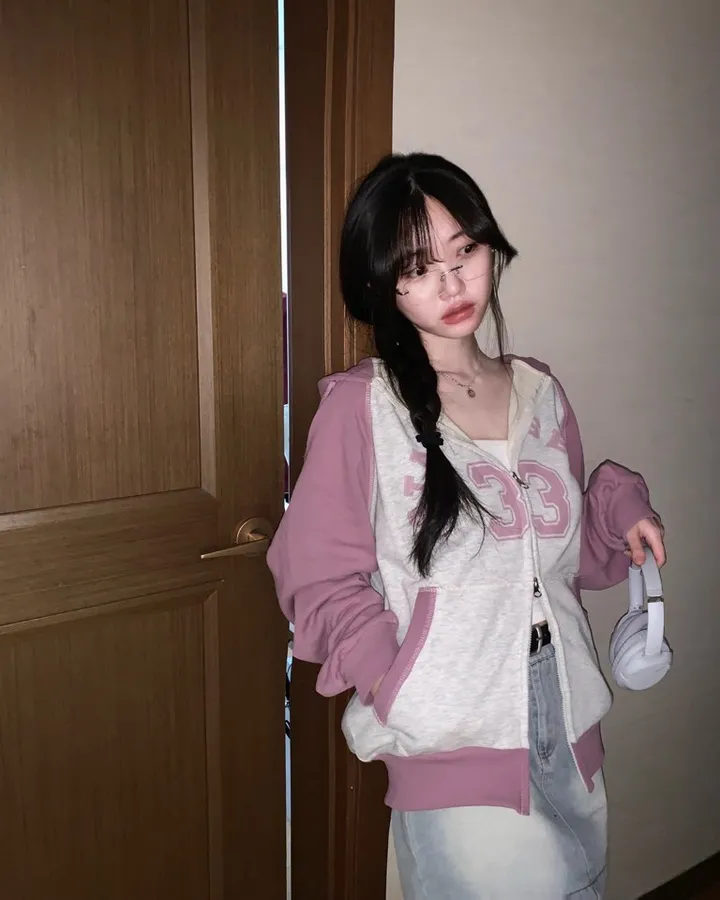 루즈오버핏! 투웨이 배색 레터링 후드집업 -2col 상세 이미지 8