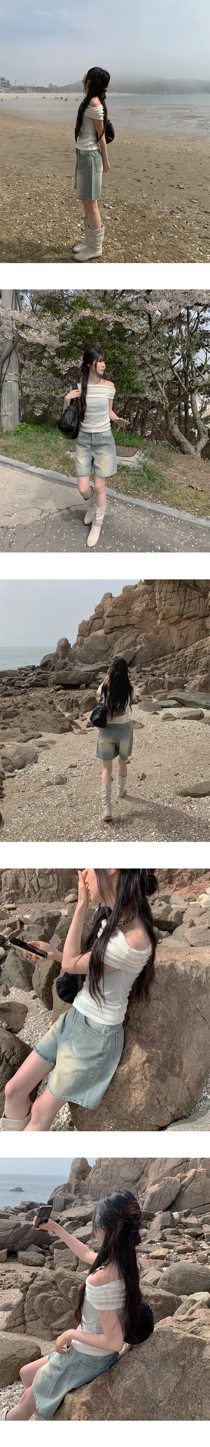 [특가세일🖤]옐로우틴 워싱 숏 데님 팬츠 상세 이미지 12